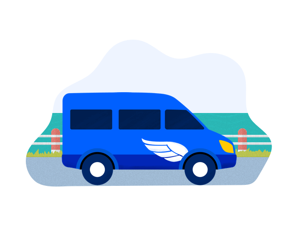 blue vans shuttle