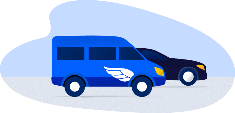 big blue van shuttle